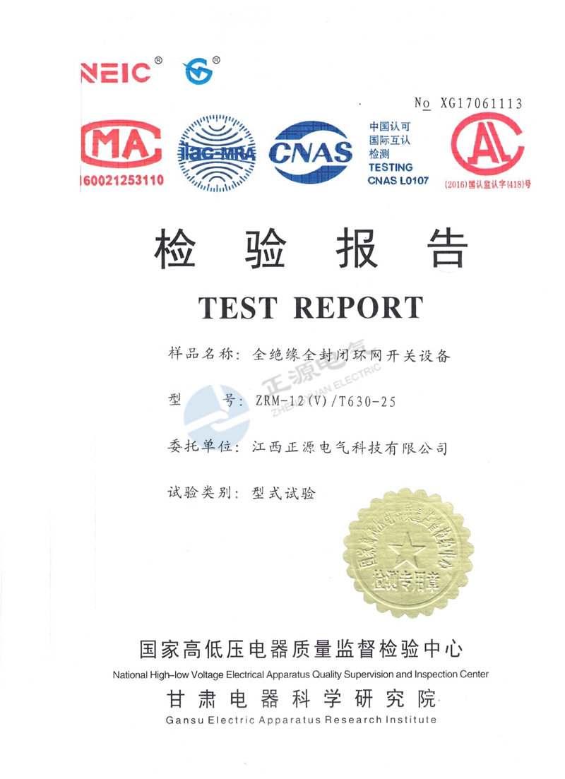 检验报告--全绝缘全封闭环网开关设备
