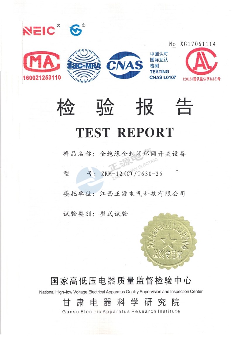检验报告--全绝缘全封闭环网开关设备