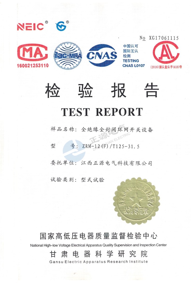 检验报告--全绝缘全封闭环网开关设备
